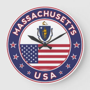 Massachusetts, Massachusetts sticker, phone case Large Clock