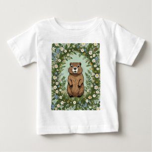 Massachusetts Mayflowers and Groundhog Woodchuck Baby T-Shirt