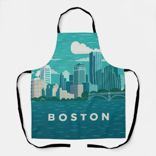 Massachusetts Night Cityscape   Boston City Apron