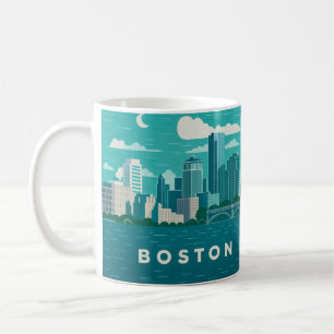 Massachusetts Night Cityscape   Boston City Coffee Mug