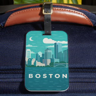 Massachusetts Night Cityscape Boston City Luggage Tag