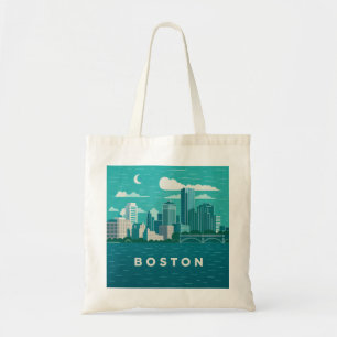 Massachusetts Night Cityscape Boston City Tote Bag