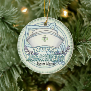 Massachusetts Nurse Ceramic Ornament