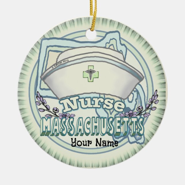 Massachusetts Nurse Ceramic Ornament (Front)