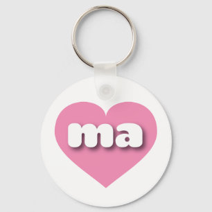 Massachusetts Pink Heart - I love ma Key Ring