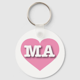 Massachusetts Pink Heart - I love MA Key Ring