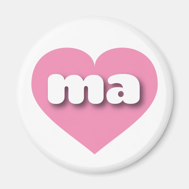 Massachusetts Pink Heart - I love ma Magnet (Front)