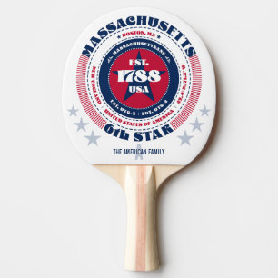 Massachusetts Pride Circular Typography Monogram Ping Pong Paddle