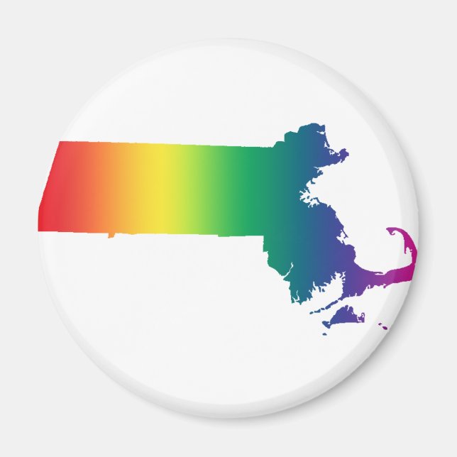 Massachusetts Rainbow Gay Pride Equality Magnet (Front)