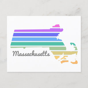 Massachusetts Rainbow Minimalist Vacation Pride  Postcard
