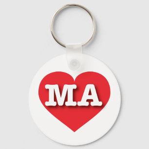 Massachusetts Red Heart - Big Love Key Ring