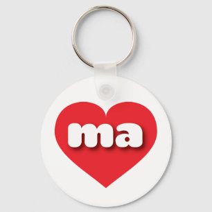 Massachusetts Red Heart - I love MA Key Ring
