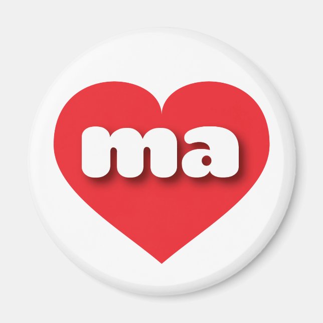 Massachusetts Red Heart - I love MA Magnet (Front)