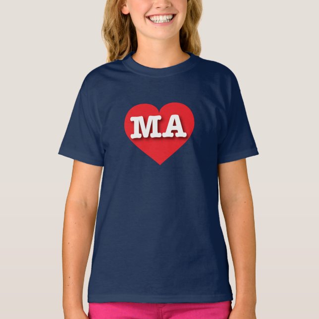 Massachusetts Red Heart - I love MA T-Shirt (Front)