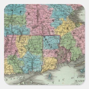 Massachusetts Rhode Island And Connecticut Square Sticker