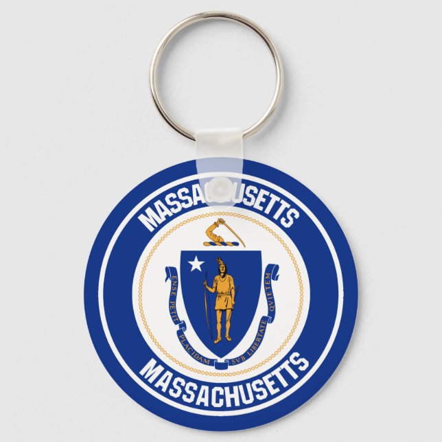 Massachusetts Round Emblem Key Ring (Front)