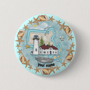 Massachusetts Shells Lighthouse 6 Cm Round Badge