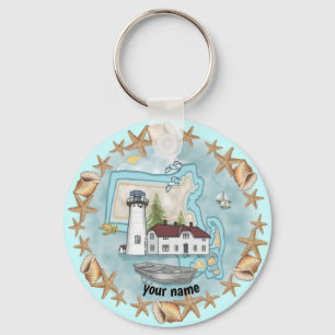 Massachusetts Shells  Lighthouse Key Ring