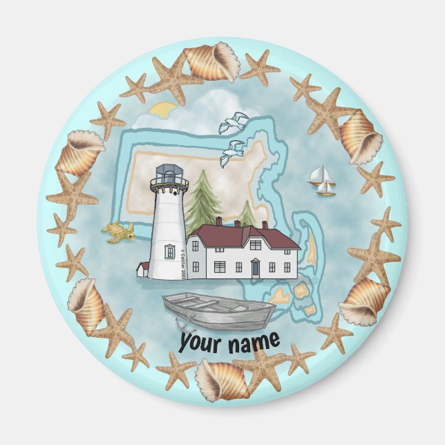 Massachusetts Shells Lighthouse  magnet (Front)