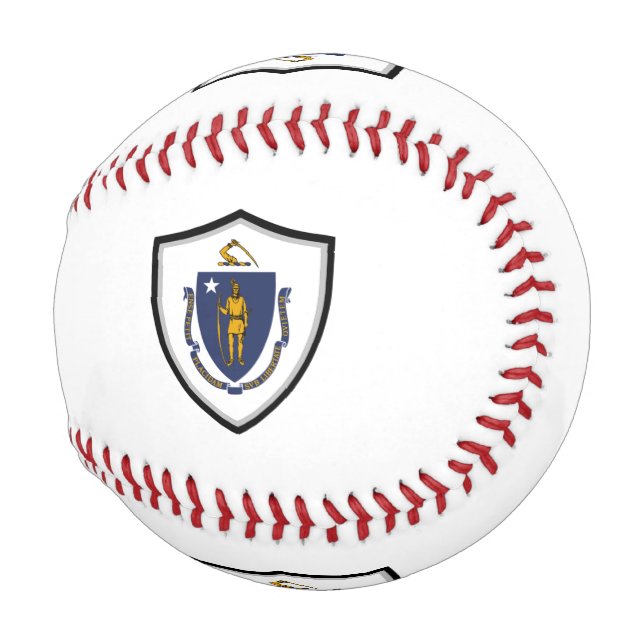 Massachusetts shield flag baseball (Front Right)