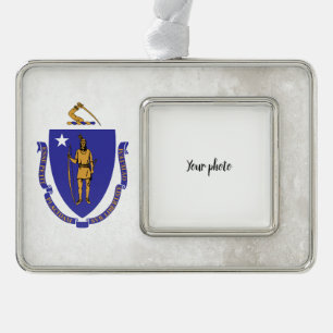 Massachusetts Silver Plated Framed Ornament