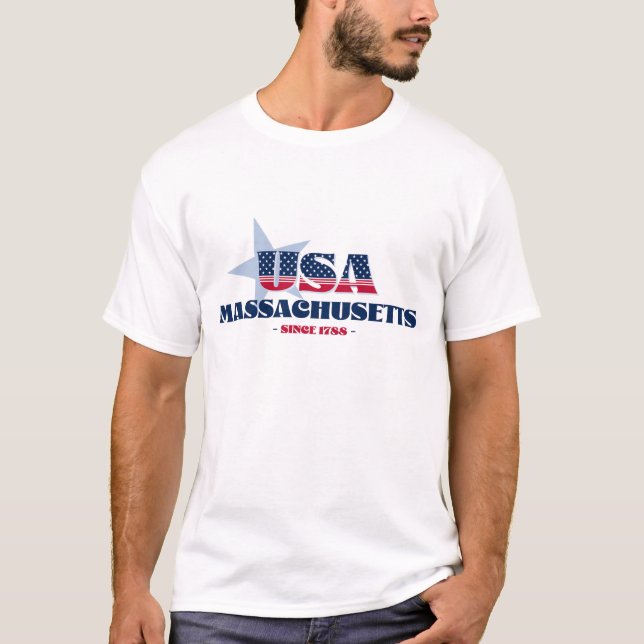 Massachusetts Since 1788 Blue Star T-Shirt (Front)