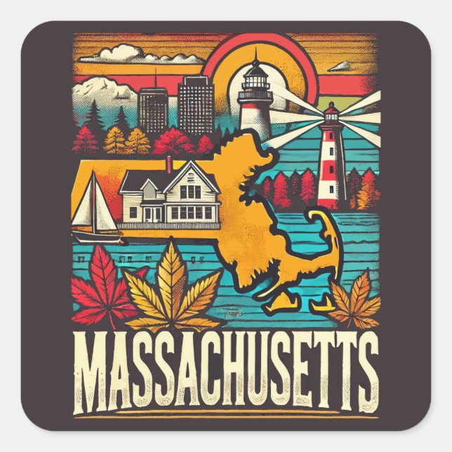 Massachusetts Square Sticker (Front)