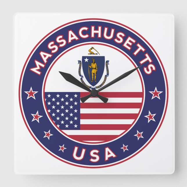 Massachusetts Square Wall Clock (Front)