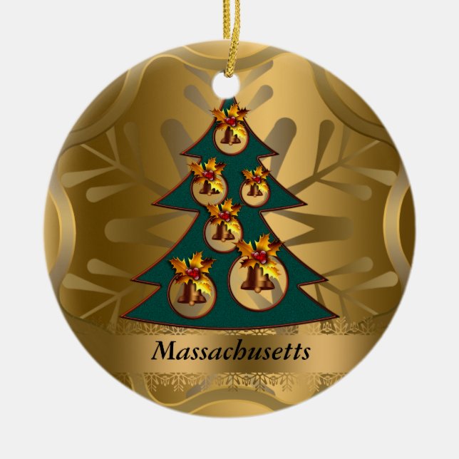Massachusetts State Christmas Ornament (Front)