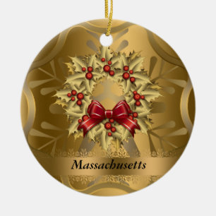 Massachusetts State Christmas Ornament
