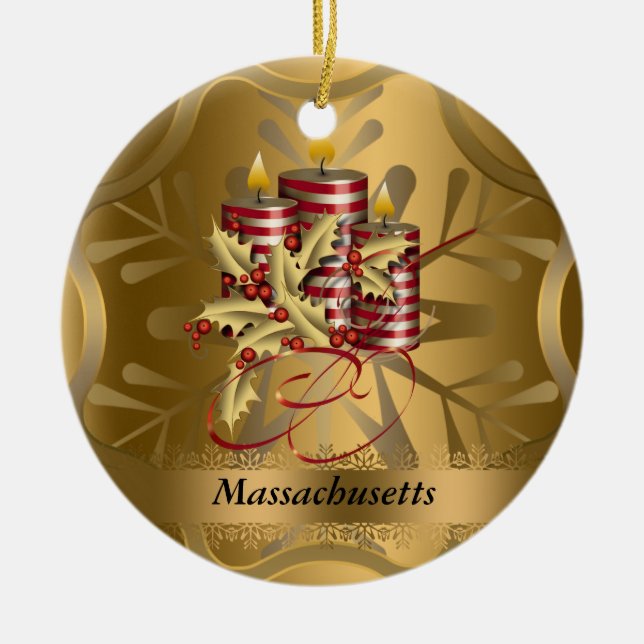 Massachusetts State Christmas Ornament (Front)