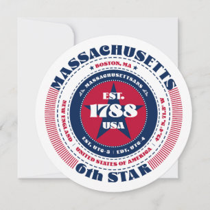 Massachusetts State Circular Typography Flat Card