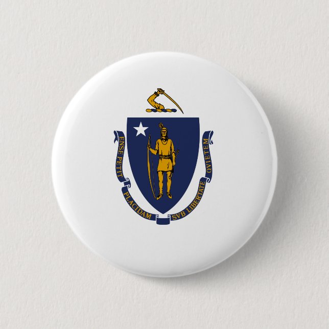 Massachusetts State Flag 6 Cm Round Badge (Front)