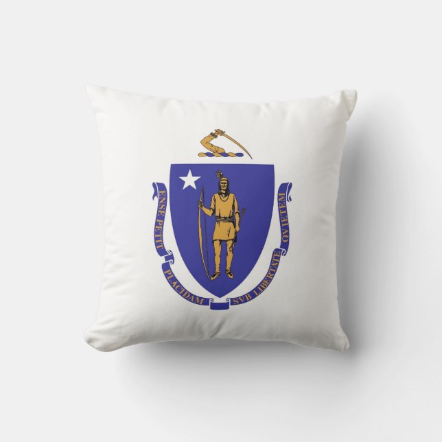 Massachusetts State Flag American MoJo Pillow (Front)