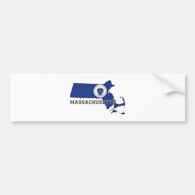Massachusetts State Flag and Map Bumper Sticker (Front)