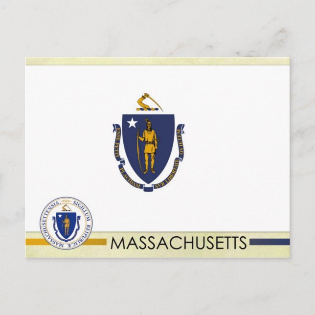 Massachusetts State Flag and Seal Postcard (Front)