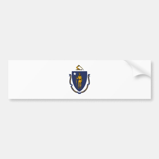 Massachusetts State Flag Bumper Sticker (Front)