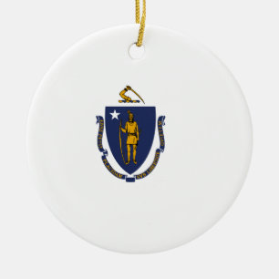 Massachusetts State Flag Ceramic Ornament