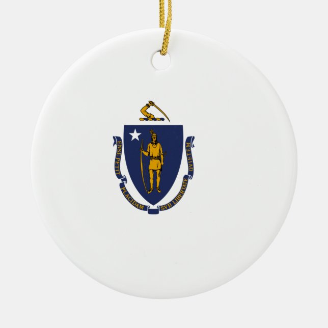 Massachusetts State Flag Ceramic Ornament (Front)