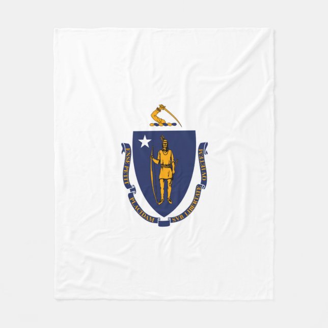 Massachusetts State Flag Design Fleece Blanket (Front)