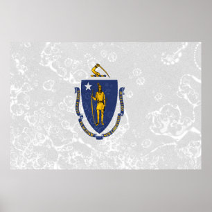 Massachusetts State Flag Grunge Poster