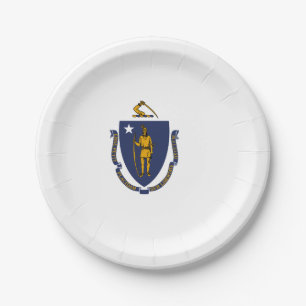 Massachusetts State Flag Paper Plate