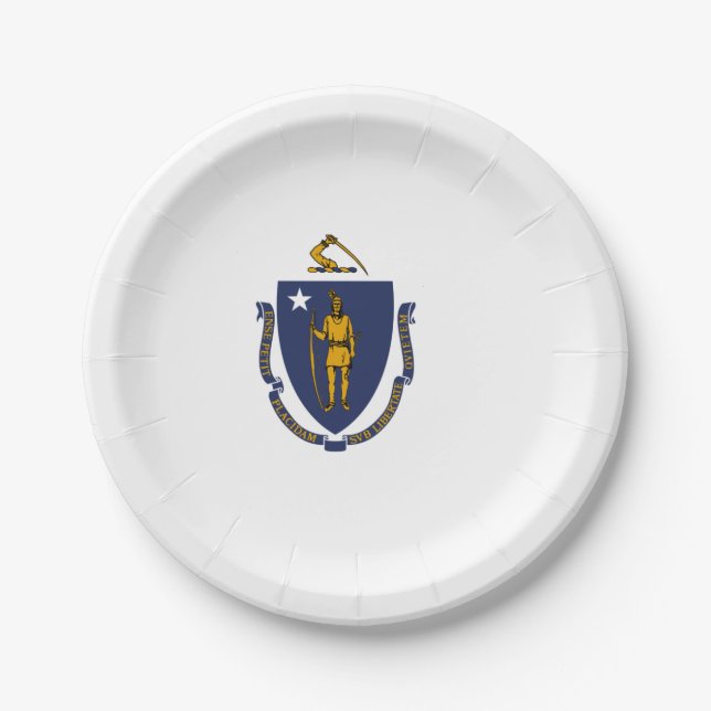 Massachusetts State Flag Paper Plate (Front)