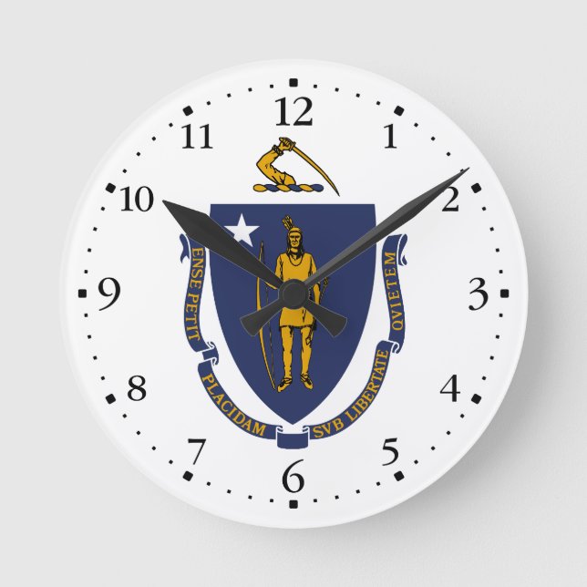 Massachusetts State Flag Round Clock (Front)