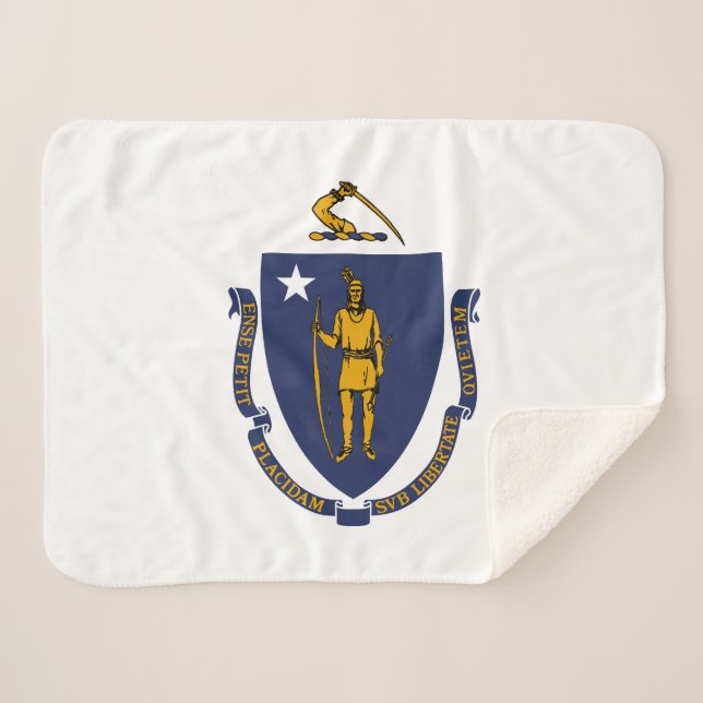 Massachusetts State Flag Sherpa Blanket (Front (Horizontal))