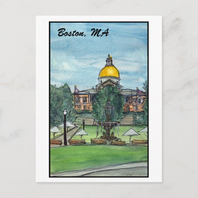 Massachusetts State House Boston Postcard (Front)