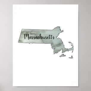 Massachusetts State Illustration Poster