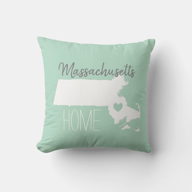 Massachusetts state map love home cushion (Front)
