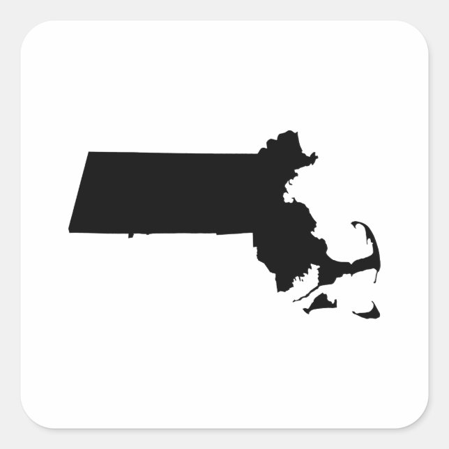 Massachusetts state outline square sticker (Front)