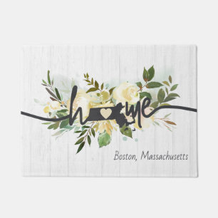Massachusetts State Personalised Home City Rustic Doormat